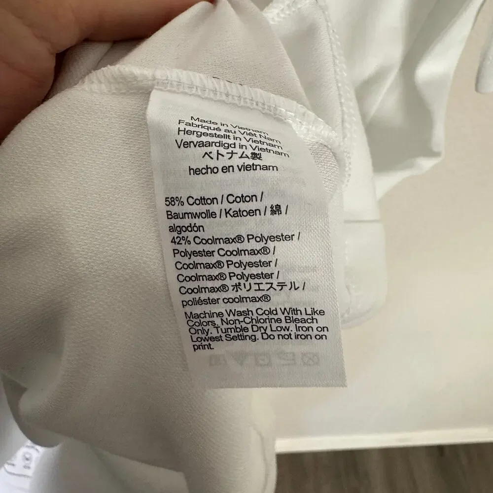 J.Crew Performance Polo Shirt Mens L White Pullover Coolmax Short Sleeve Stretch
